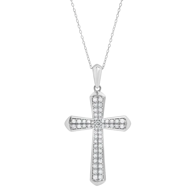 1 Carat Sterling Silver Lab Cross Diamond Pendant Necklace made by Ashley Stewart