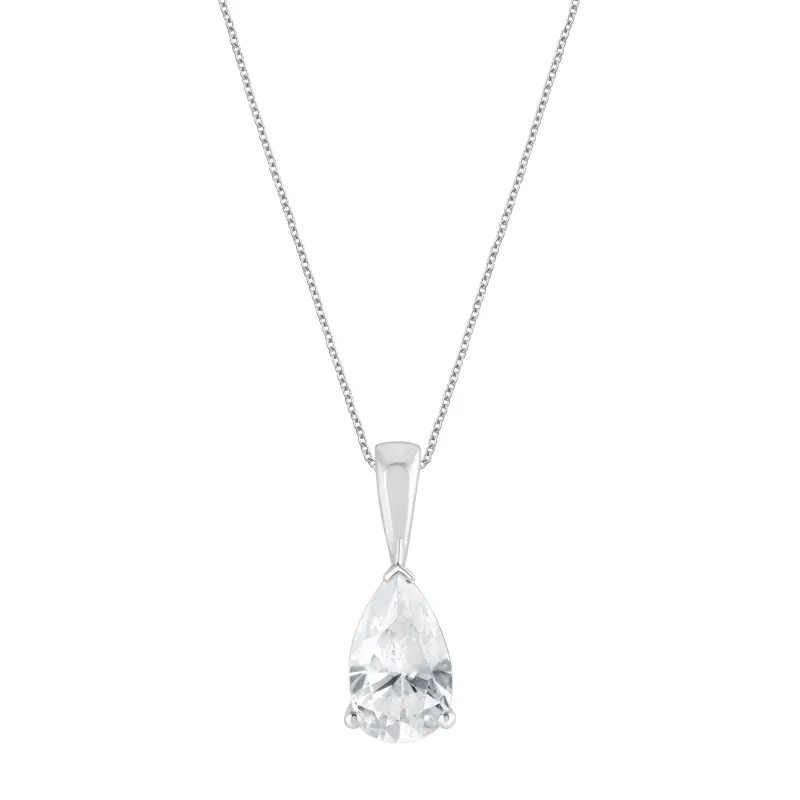 1 Carat Lab Grown Solitaire Pear Cut Diamond Pendant Necklace made by Ashley Stewart