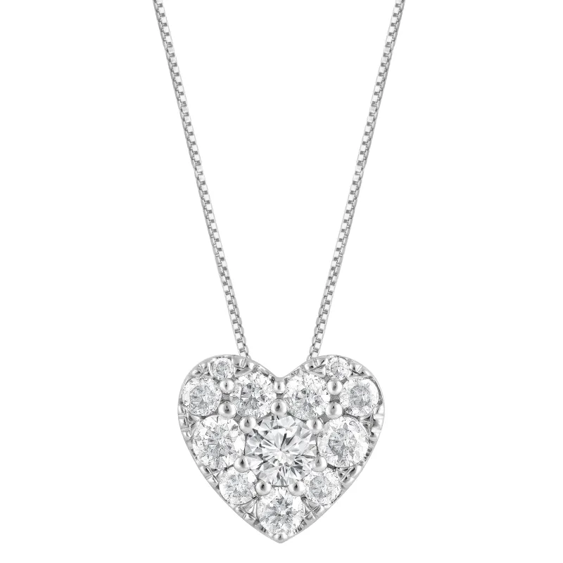 0.50 Carat Lab Grown Diamond Heart Pendant Necklace In Sterling Silver made by Ashley Stewart