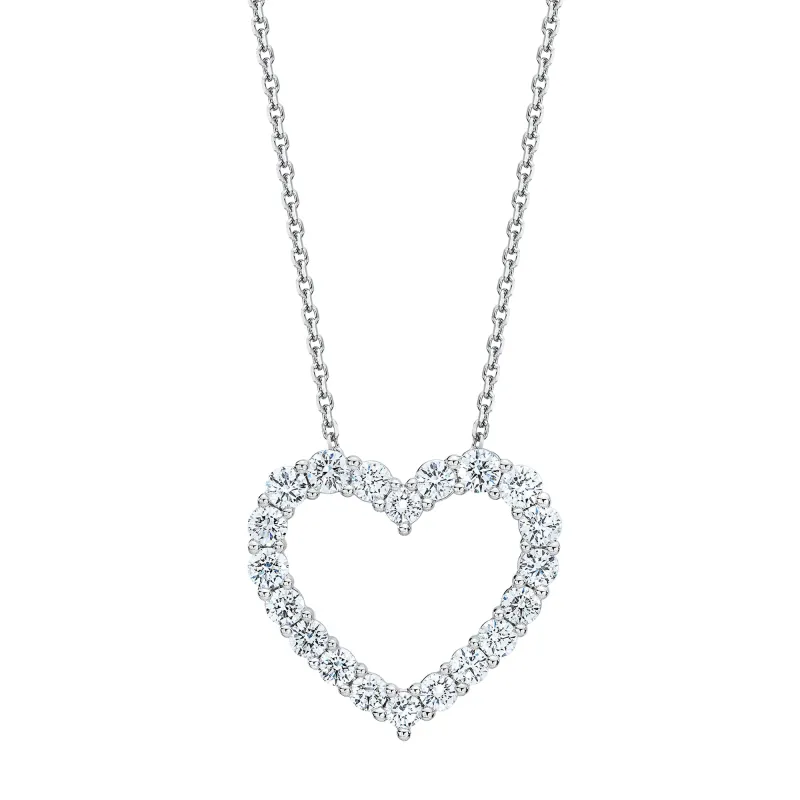 Lab Grown Sterling Silver Diamond Heart Pendant Necklace made by Ashley Stewart
