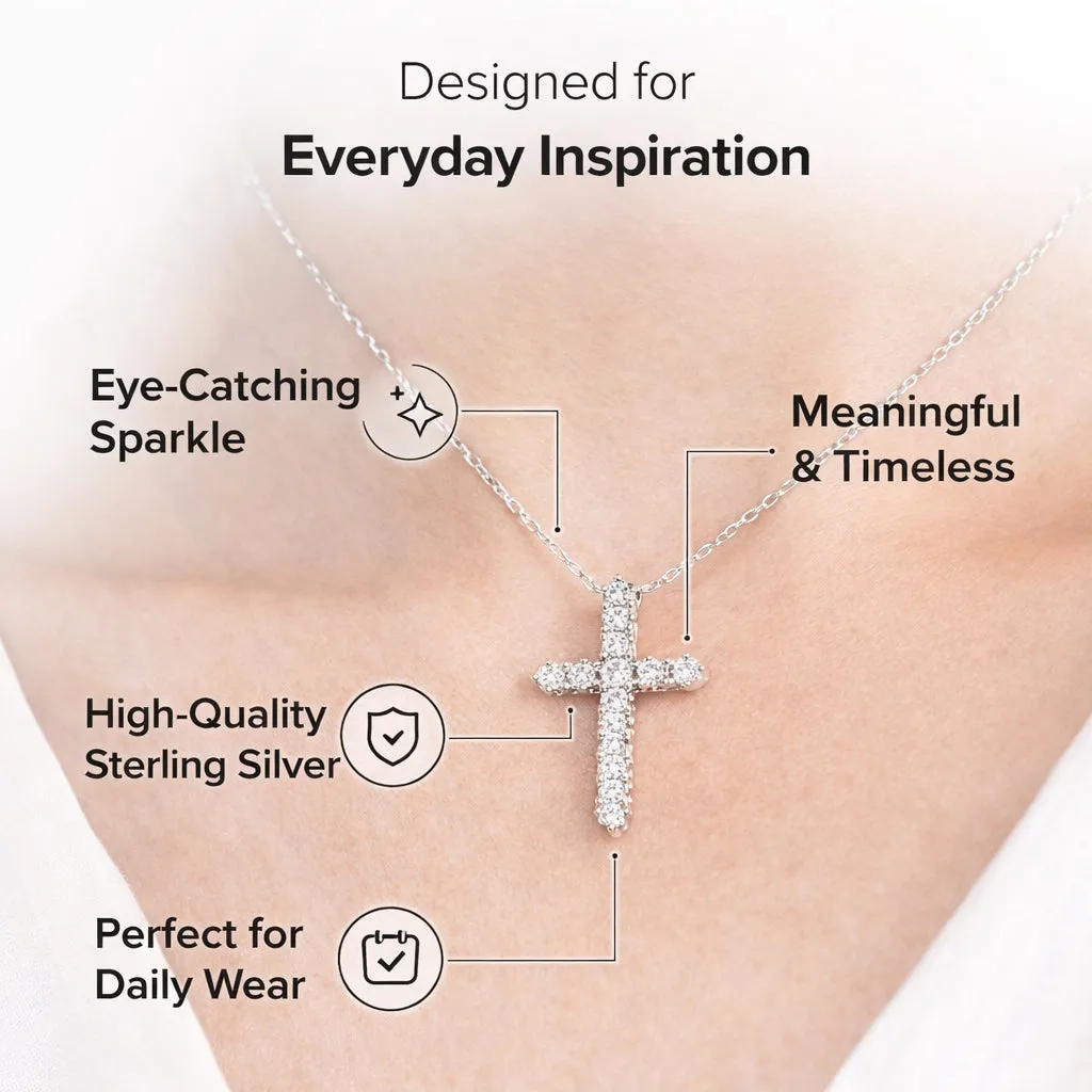 1 Carat Round Lab Diamond Cross Pendant Necklace sold by Ashley Stewart product image thumbnail 3