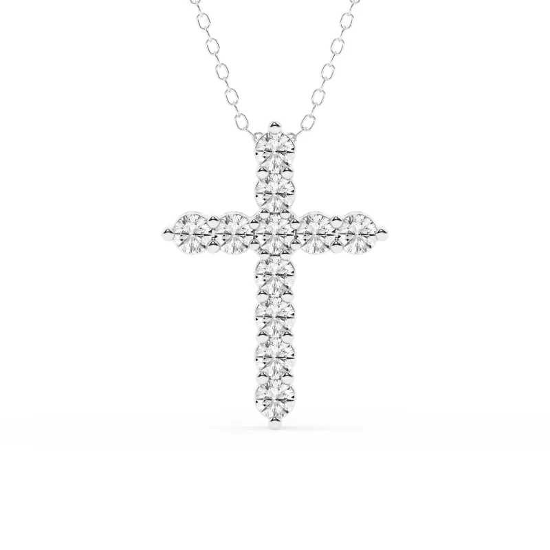 1 Carat Round Lab Diamond Cross Pendant Necklace made by Ashley Stewart