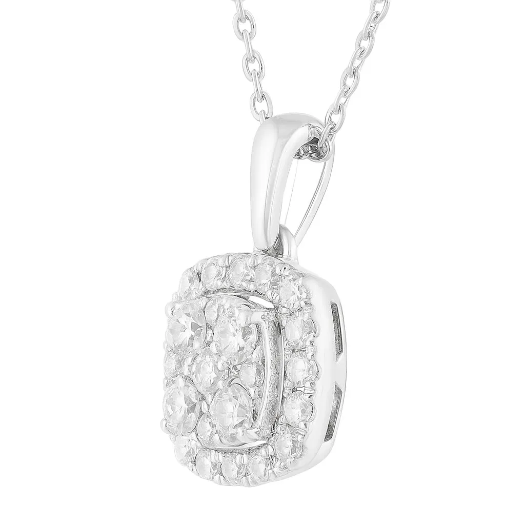 Lab Grown Sterling Silver Halo Diamond Pendant Necklace sold by Ashley Stewart product image thumbnail 3
