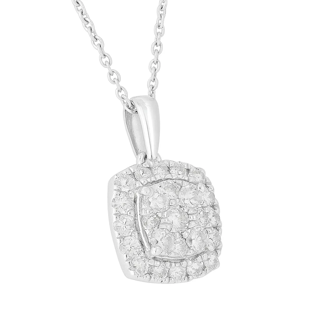 Lab Grown Sterling Silver Halo Diamond Pendant Necklace sold by Ashley Stewart product image thumbnail 2