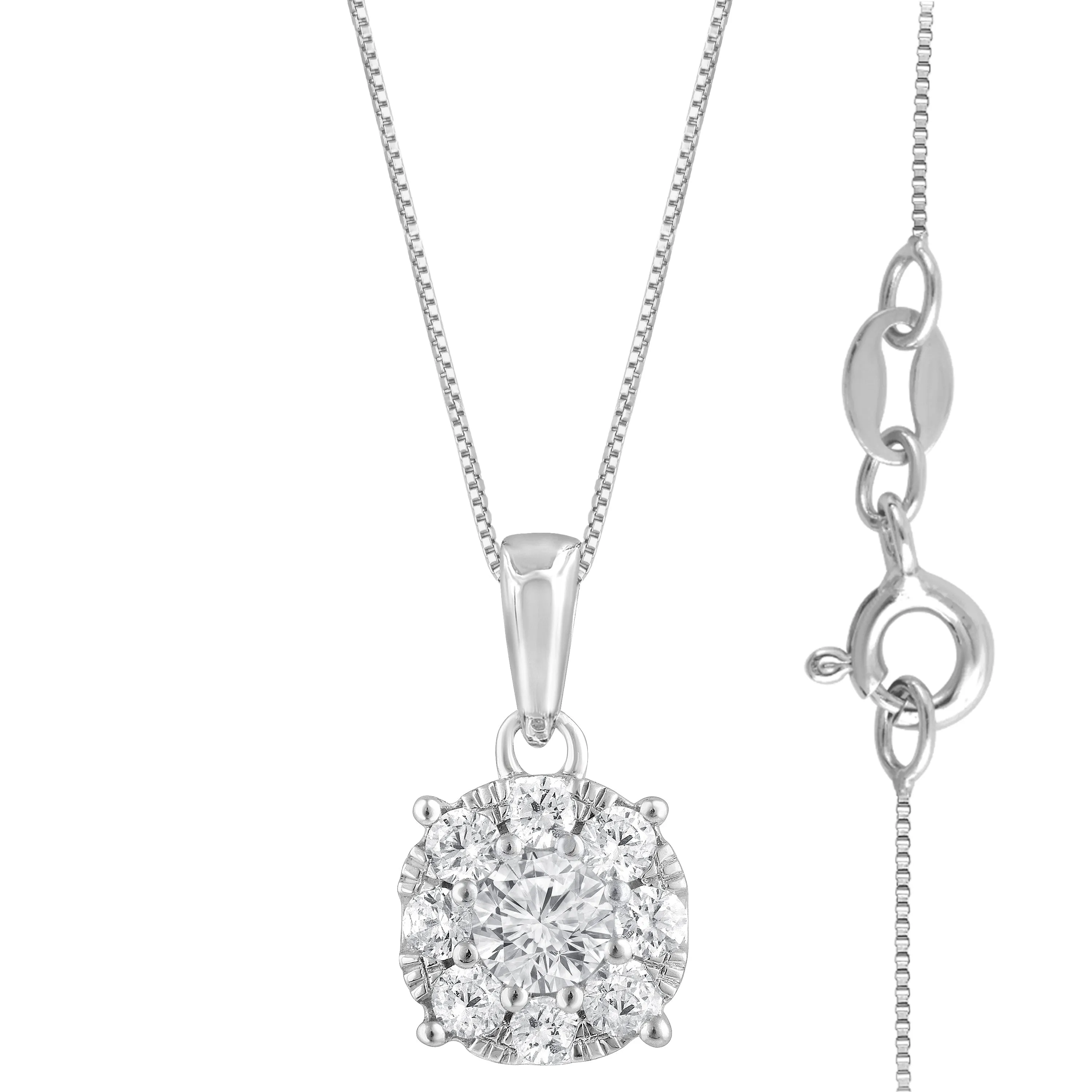 0.50 Carat Lab Grown Round Cluster Diamond Pendant Sterling Silver Necklace sold by Ashley Stewart product image thumbnail 3