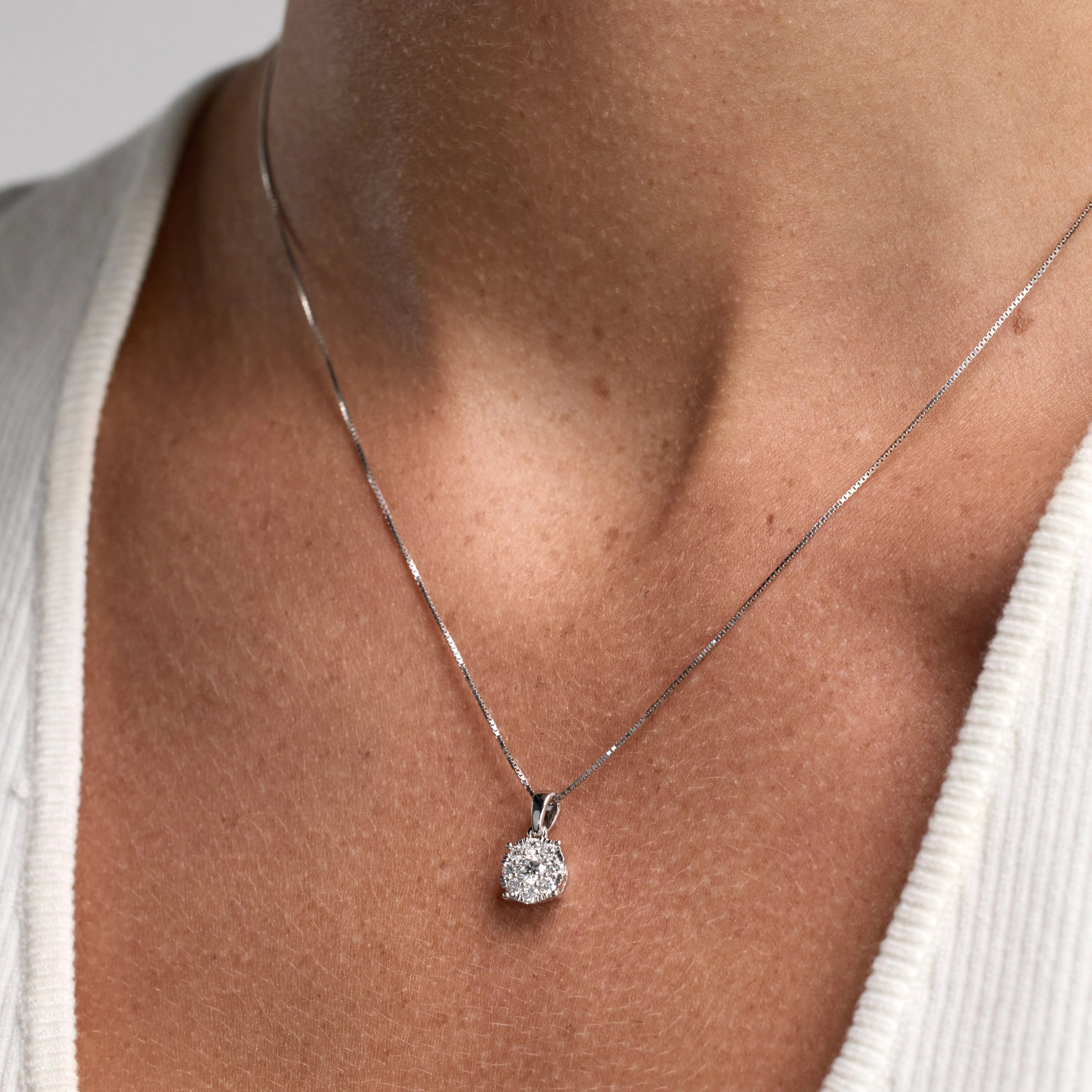 0.50 Carat Lab Grown Round Cluster Diamond Pendant Sterling Silver Necklace sold by Ashley Stewart product image thumbnail 4
