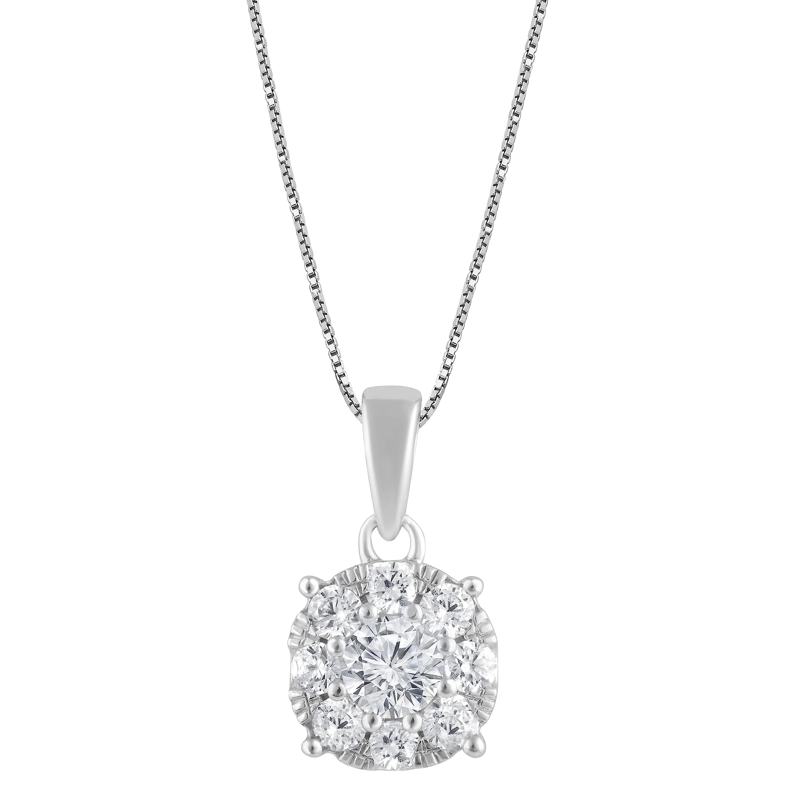 0.50 Carat Lab Grown Round Cluster Diamond Pendant Sterling Silver Necklace sold by Ashley Stewart