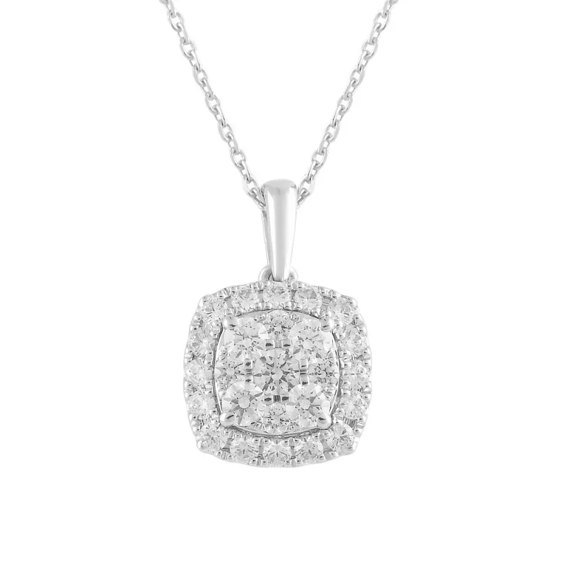 1 Carat Round Lab Grown Halo Diamond Pendant Necklace made by Ashley Stewart