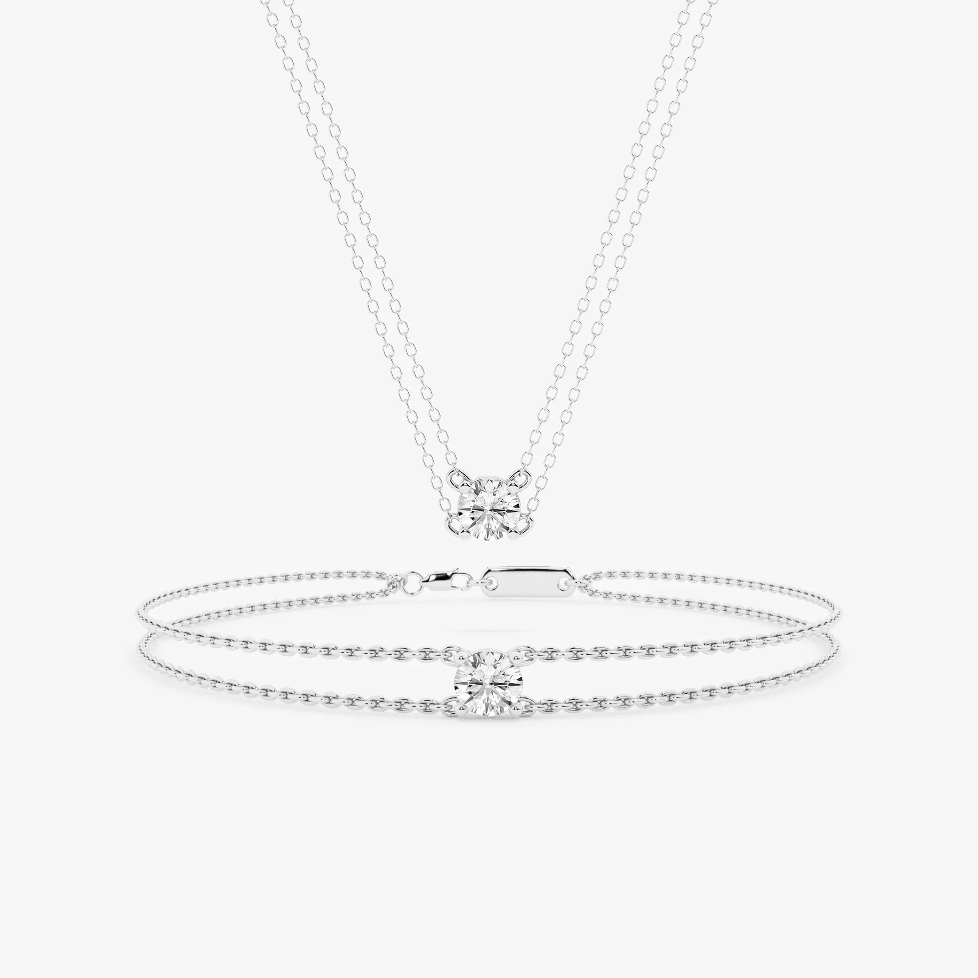 Lab Grown Round Solitaire Diamond Necklace In Sterling Silver sold by Ashley Stewart product image thumbnail 3