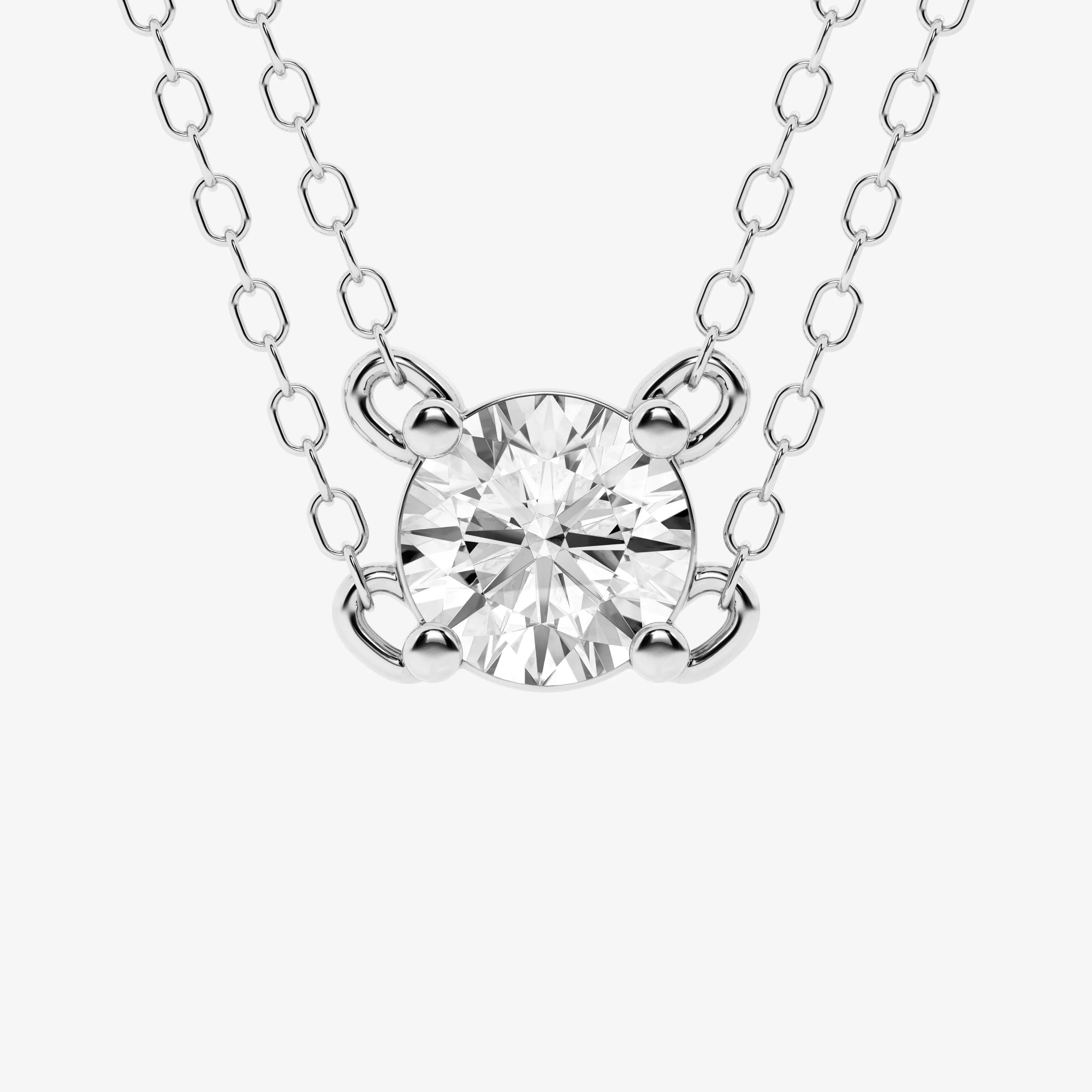 Lab Grown Round Solitaire Diamond Necklace In Sterling Silver sold by Ashley Stewart