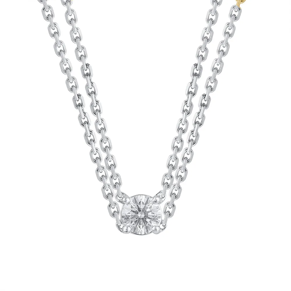 Lab Grown Round Solitaire Diamond Necklace In Sterling Silver sold by Ashley Stewart product image thumbnail 2
