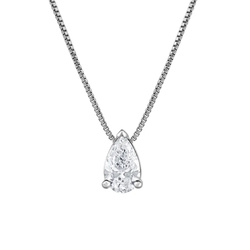 Lab Grown Pear Solitaire Diamond Necklace made by Ashley Stewart