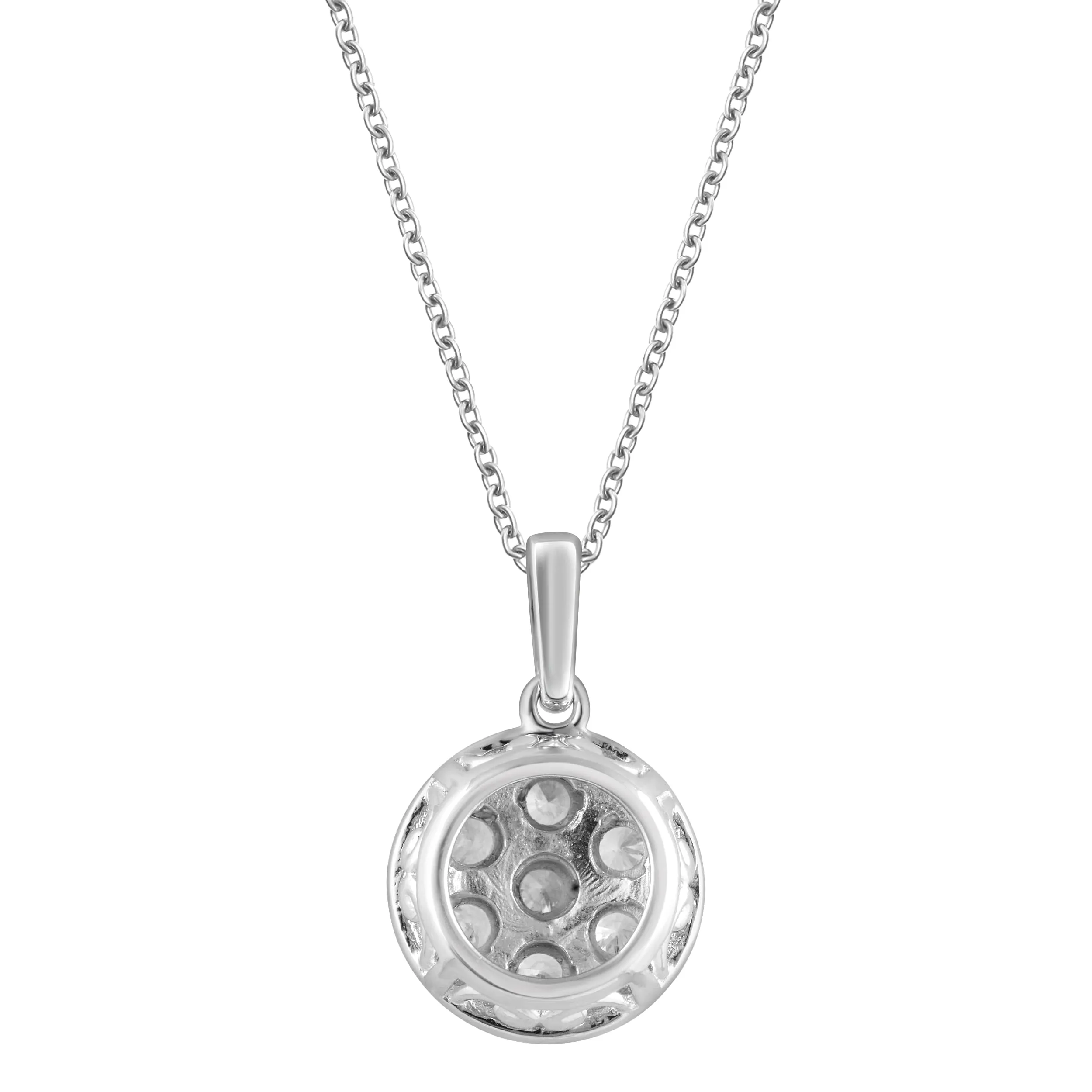 Lab Grown Round Cluster Diamond Pendant Necklace In Sterling Silver sold by Ashley Stewart product image thumbnail 3