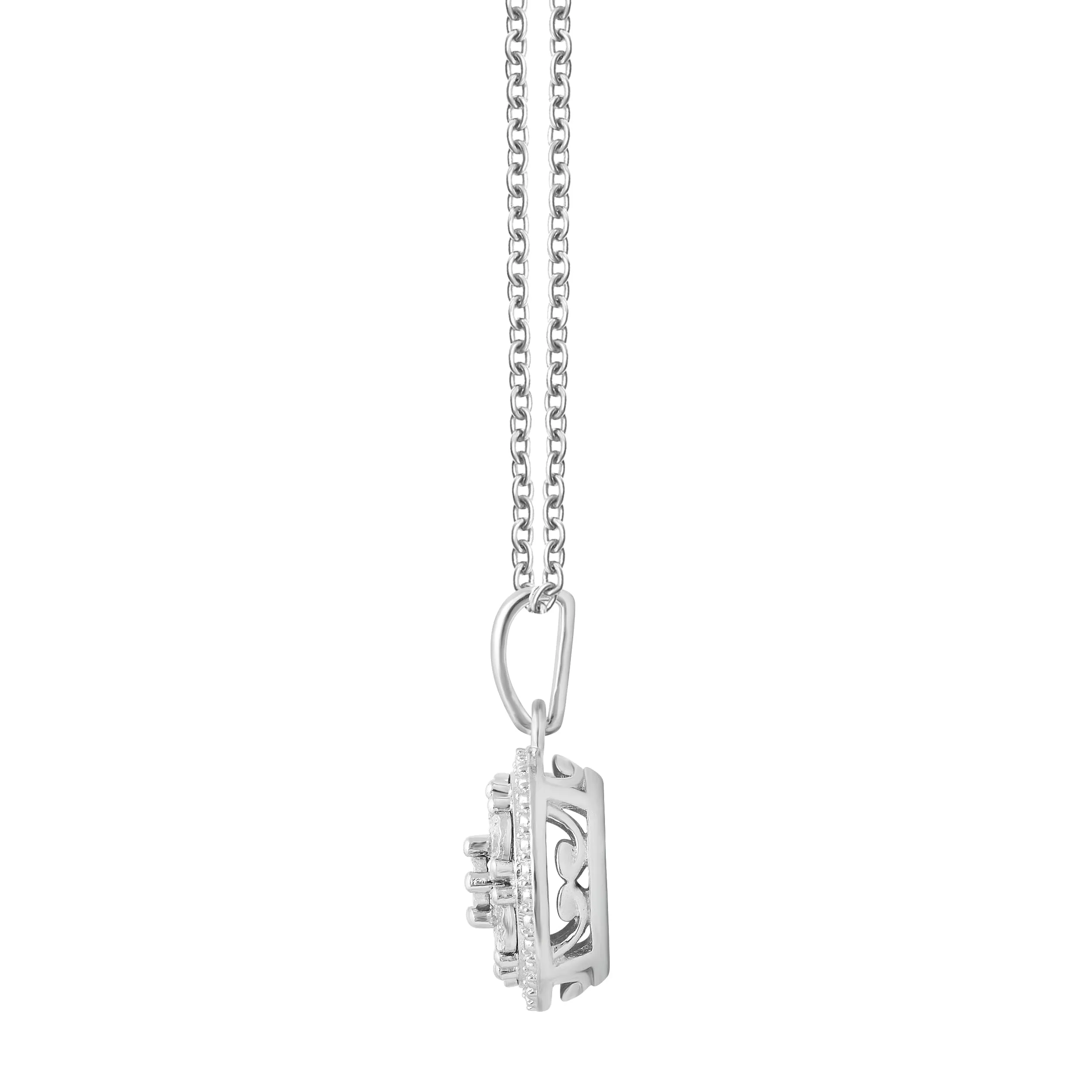 Lab Grown Round Cluster Diamond Pendant Necklace In Sterling Silver sold by Ashley Stewart product image thumbnail 2