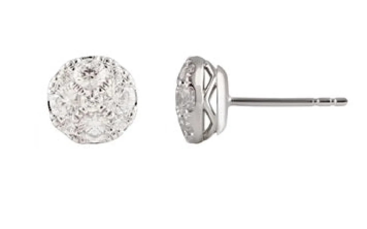 Round Cut Lab Grown Diamond Cluster Stud Earrings In Sterling Silver made by Ashley Stewart