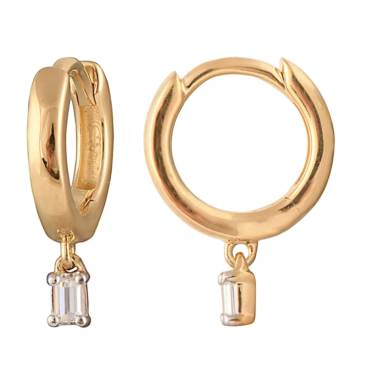 Round Cut Lab Grown Diamond Huggie Hoop Earrings sold by Ashley Stewart product image thumbnail 3