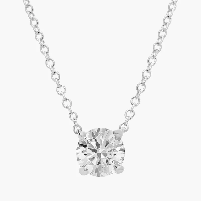 0.50 And 1 Carat Round Lab Grown Solitaire Diamond Pendant Necklace In Sterling Silver made by Ashley Stewart