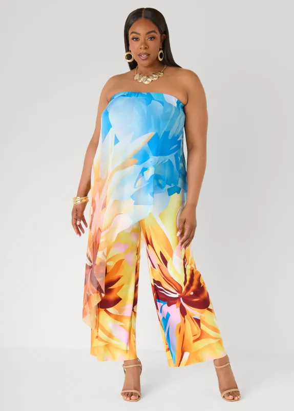 Layered Floral Print Jumpsuit made by Ashley Stewart