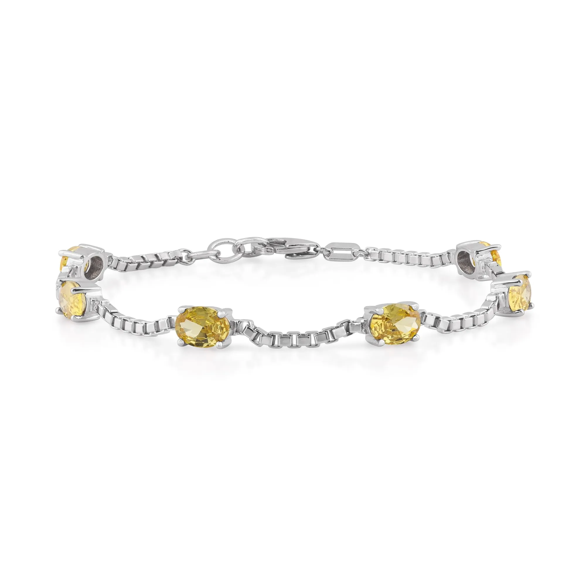 Birthstone Bracelet in Sterling Silver, Oval Cut 5*7mm, 7 Inches with an Extender, 12 Gemstone Options, Gift Box Included - April, White Zircon sold by Ashley Stewart product image thumbnail 4