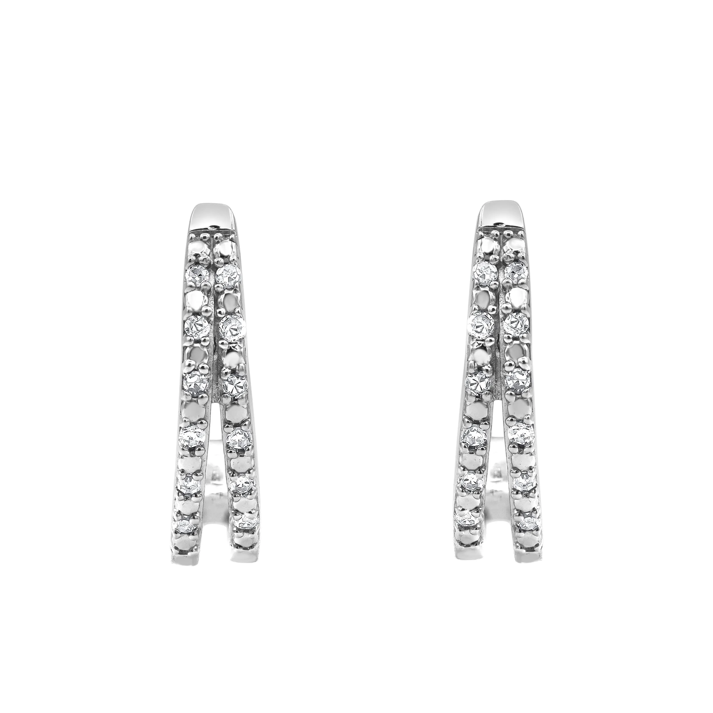 0.10 Carat Lab Grown Double Row Diamond Huggie Hoop Earrings sold by Ashley Stewart product image thumbnail 4