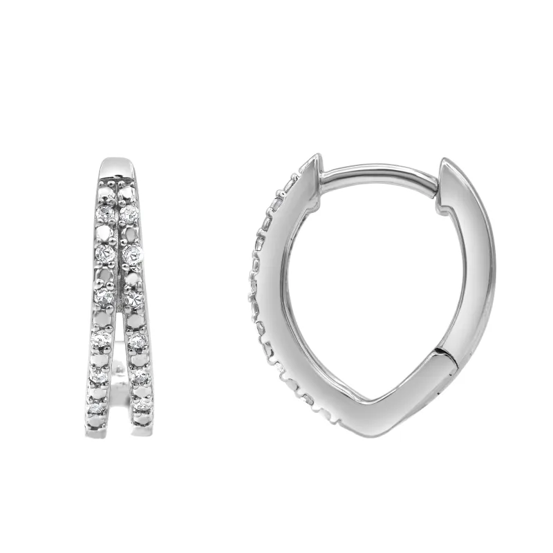 0.10 Carat Lab Grown Double Row Diamond Huggie Hoop Earrings made by Ashley Stewart