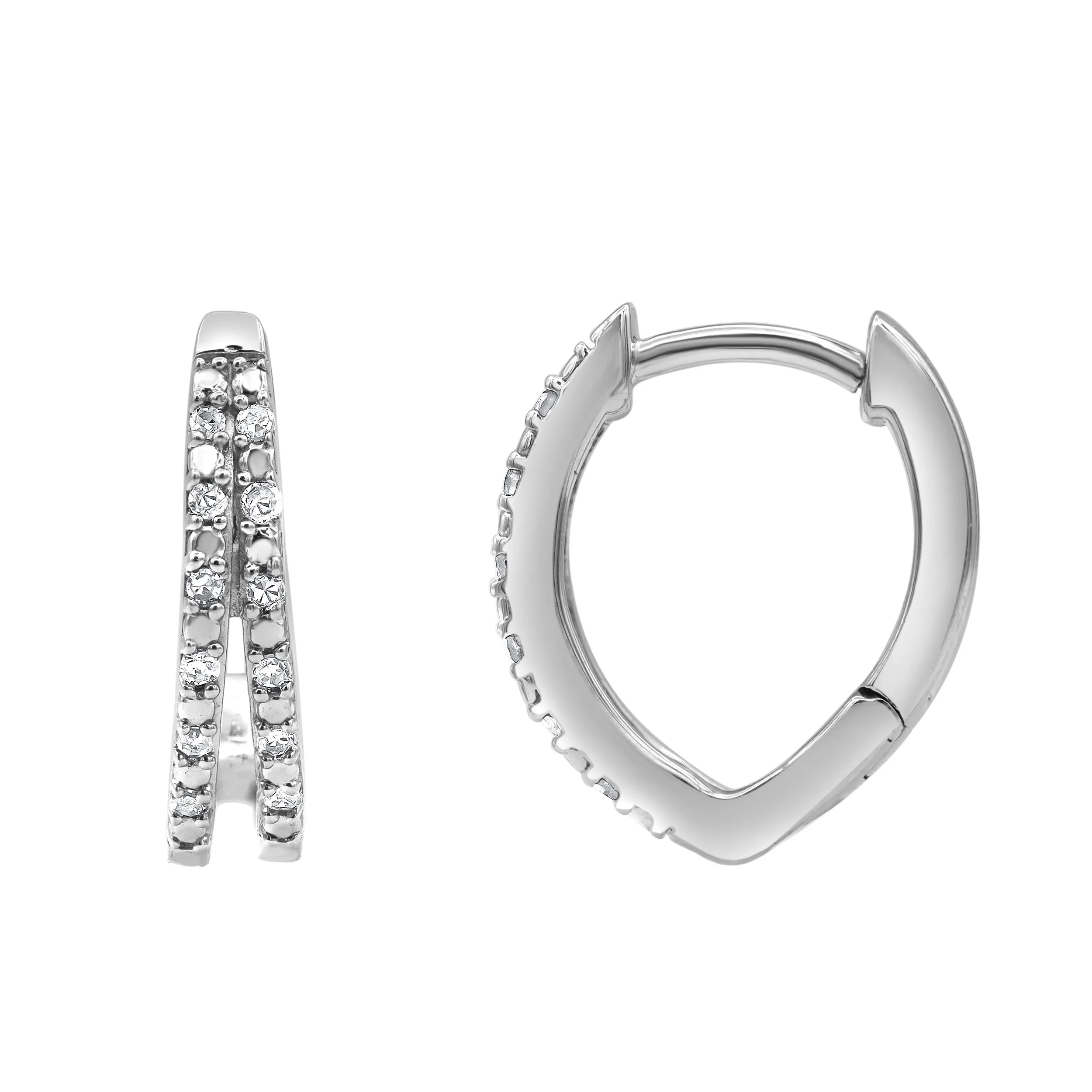 0.10 Carat Lab Grown Double Row Diamond Huggie Hoop Earrings sold by Ashley Stewart