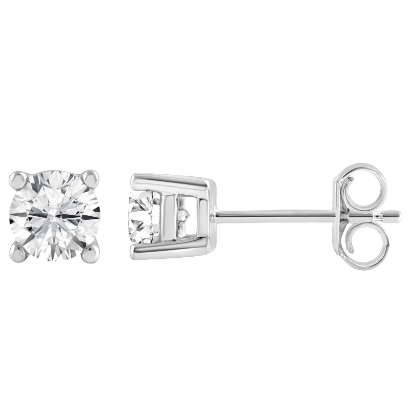 0.50 And 1 Carat Round Lab Grown Diamond Stud Earrings In Sterling Silver made by Ashley Stewart