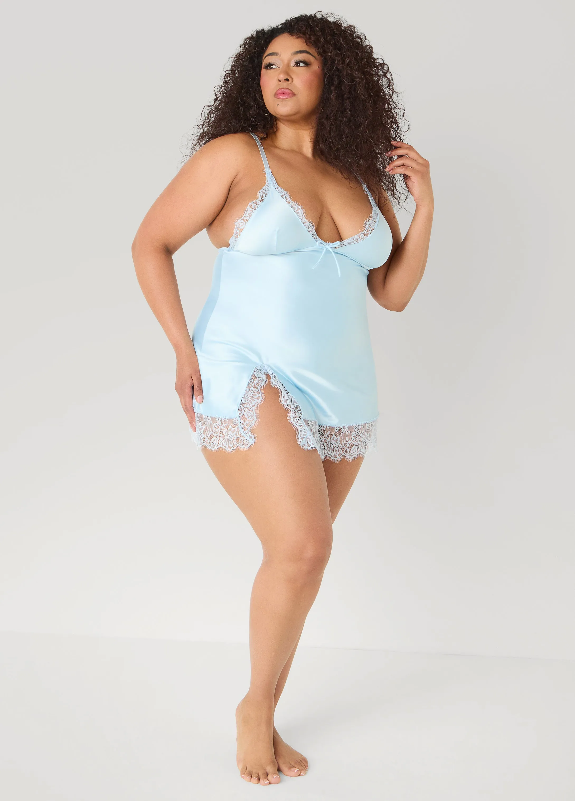 Satin Chemise Set sold by Ashley Stewart product image thumbnail 3