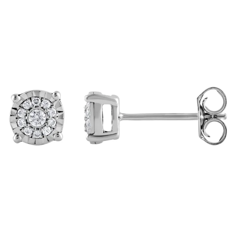 0.10 Carat Miracle Set Lab Grown Diamond Halo Earrings made by Ashley Stewart
