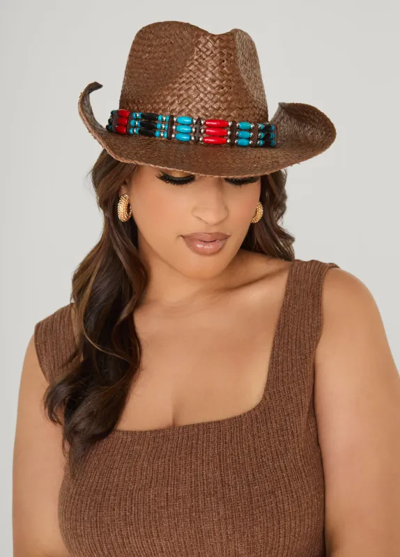 Beaded Straw Cowboy Hat made by Ashley Stewart