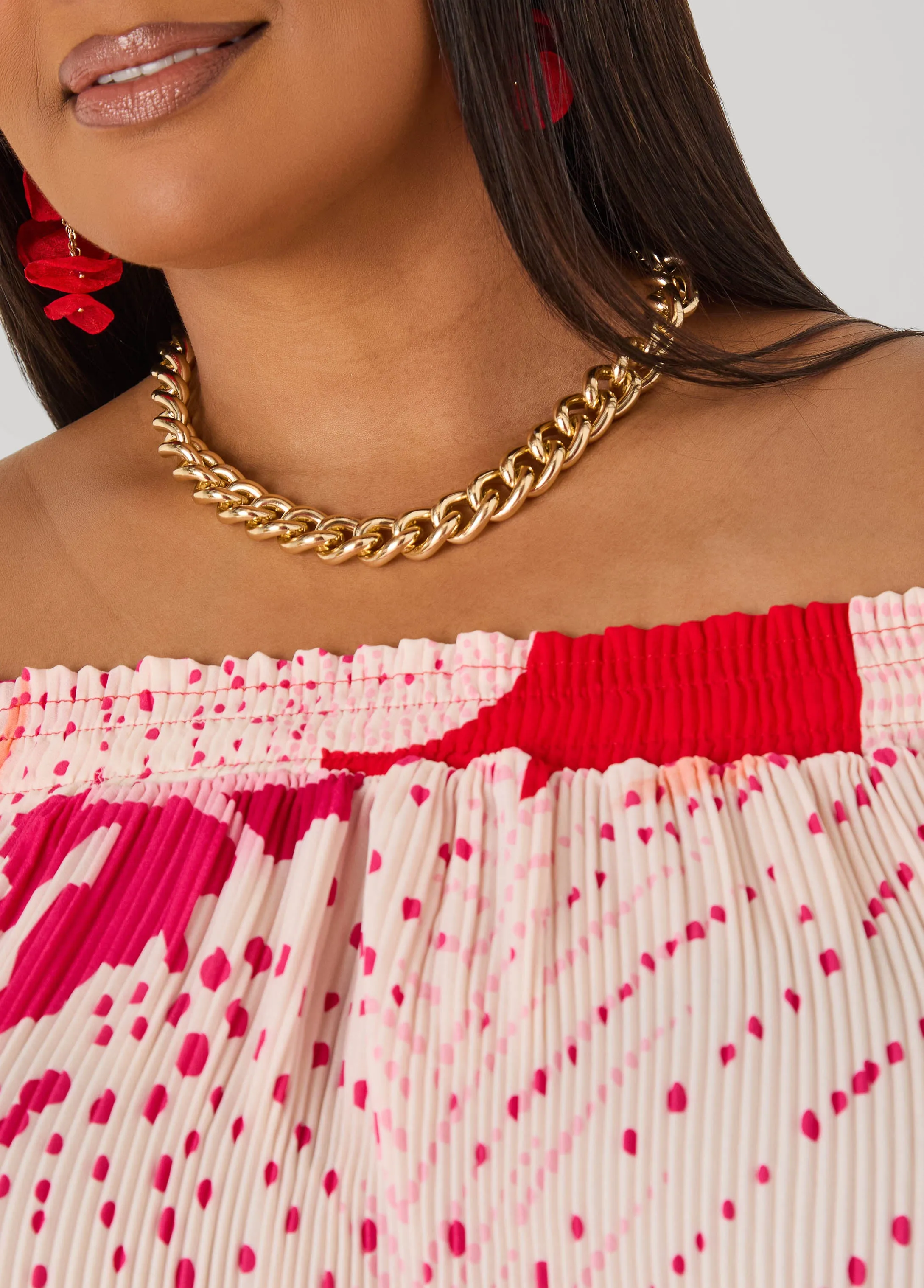 Off The Shoulder Floral Plisse Top sold by Ashley Stewart product image thumbnail 4