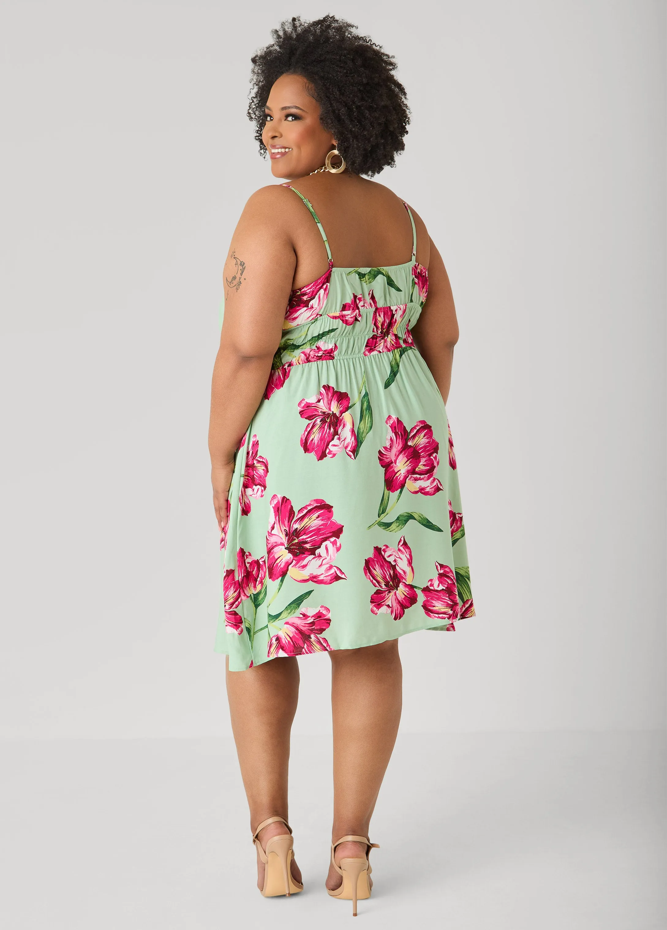 Tie Front Floral Print Dress sold by Ashley Stewart product image thumbnail 2