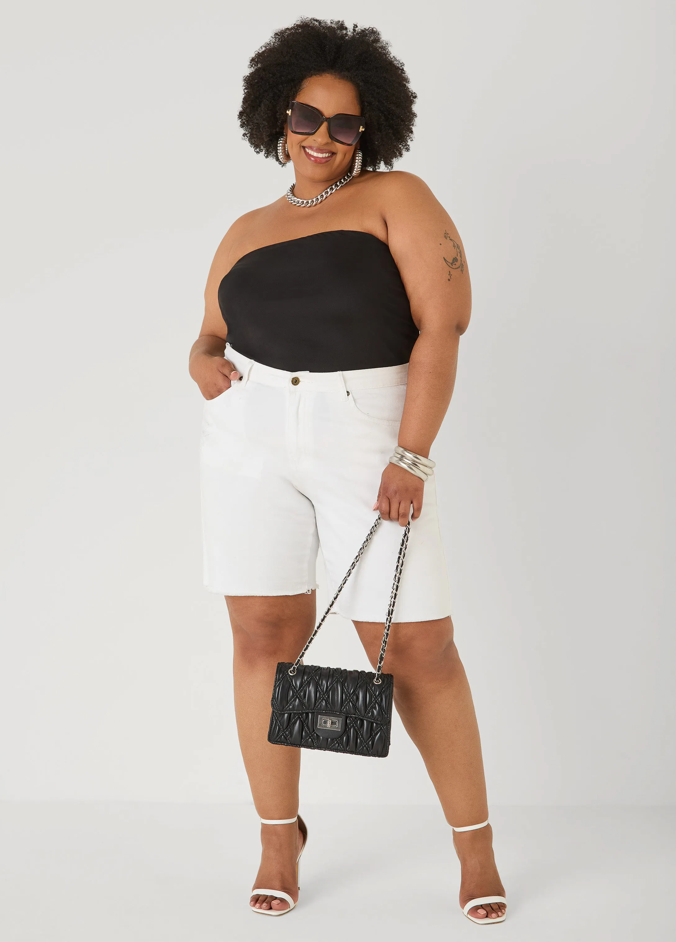 Ruched Mesh Tube Top sold by Ashley Stewart product image thumbnail 3
