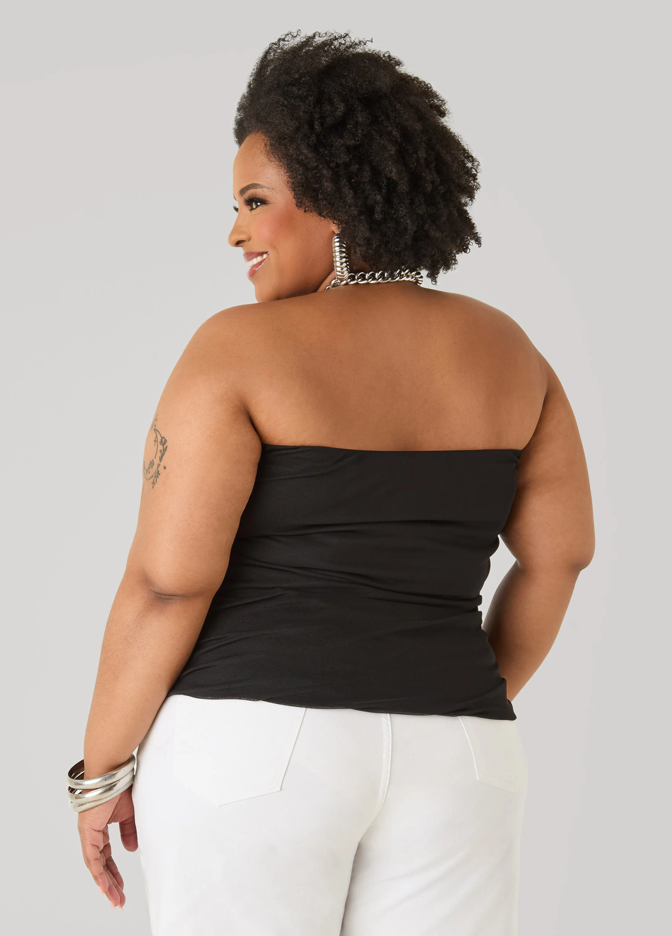 Ruched Mesh Tube Top sold by Ashley Stewart product image thumbnail 2