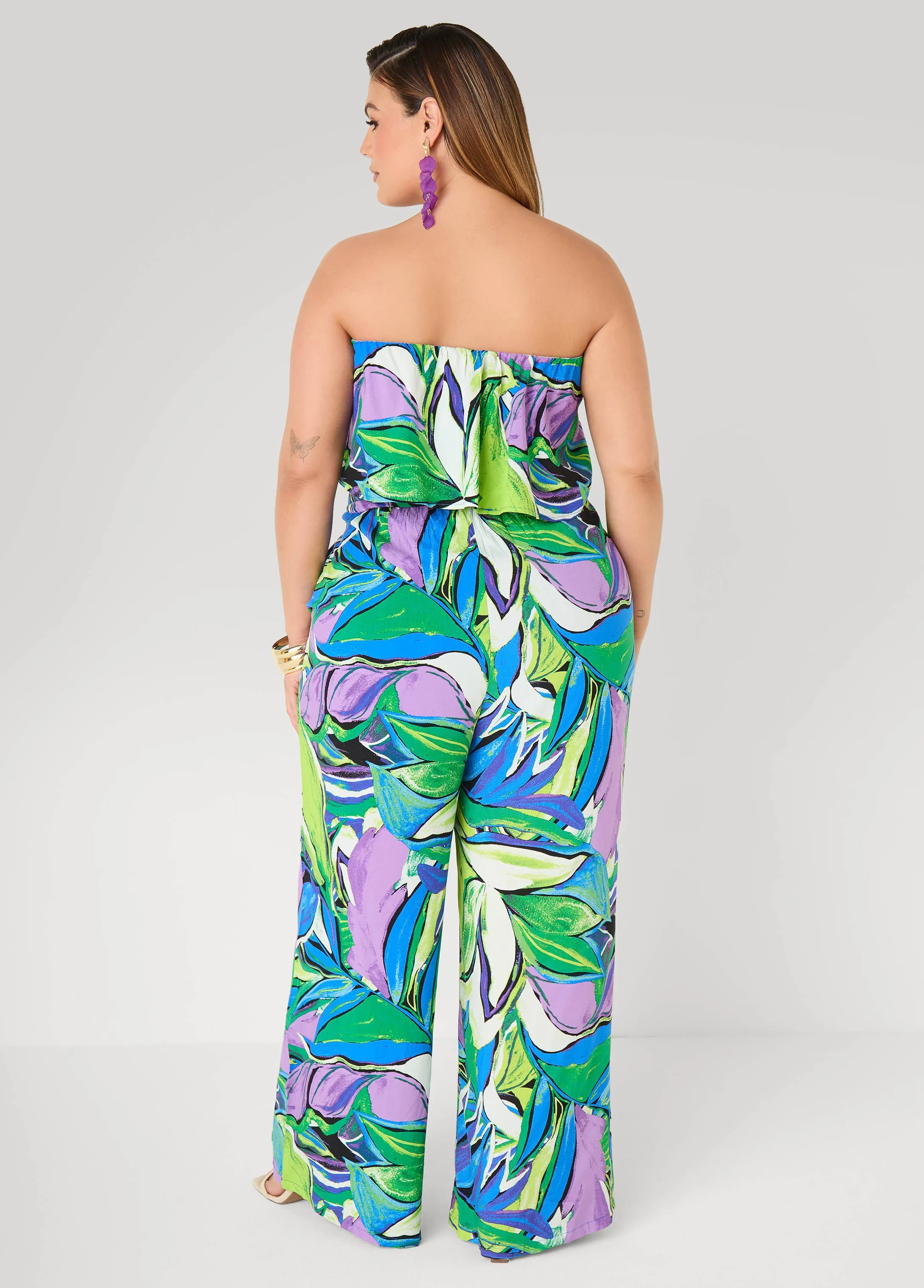 Tall Strapless Leaf Print Jumpsuit sold by Ashley Stewart product image thumbnail 2