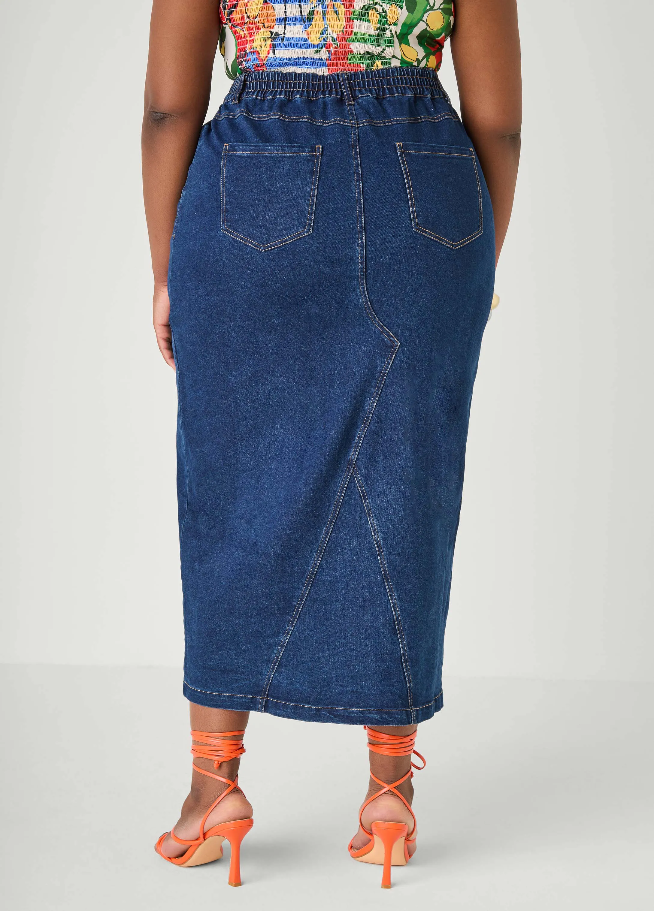 Frayed Denim Maxi Skirt sold by Ashley Stewart product image thumbnail 2