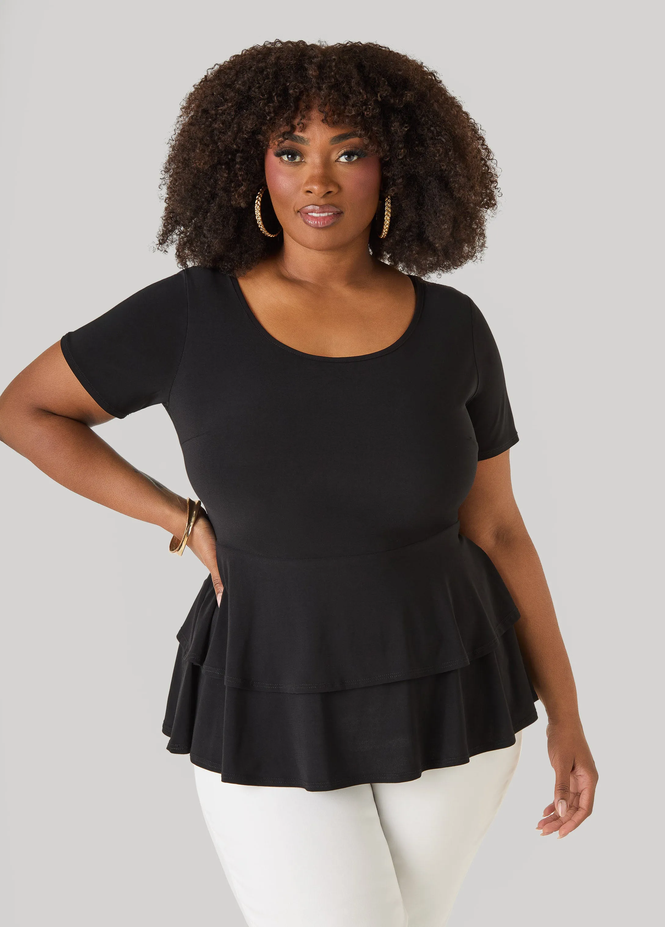 Tiered Peplum Top sold by Ashley Stewart product image thumbnail 5