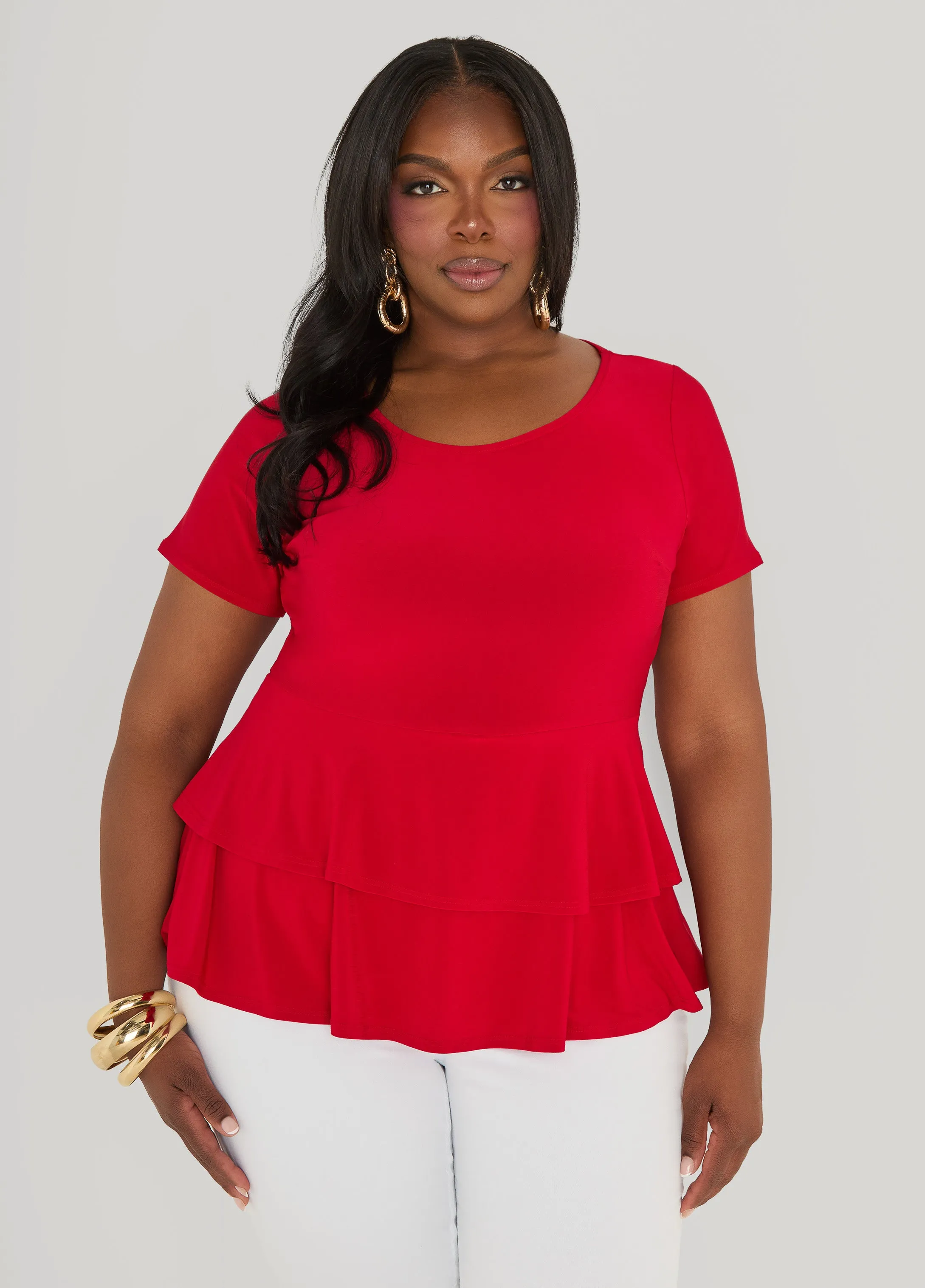 Tiered Peplum Top sold by Ashley Stewart