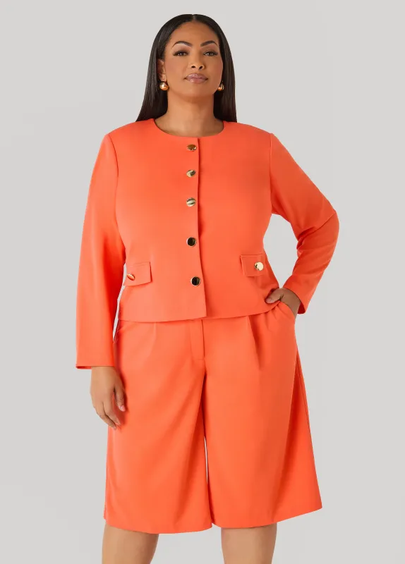 Button Detailed Crepe Jacket made by Ashley Stewart