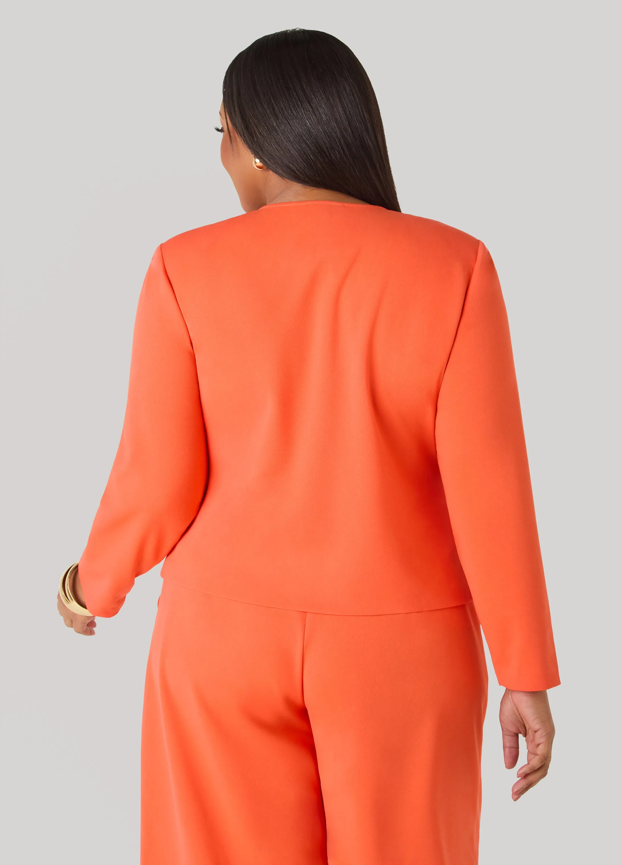 Button Detailed Crepe Jacket sold by Ashley Stewart product image thumbnail 2