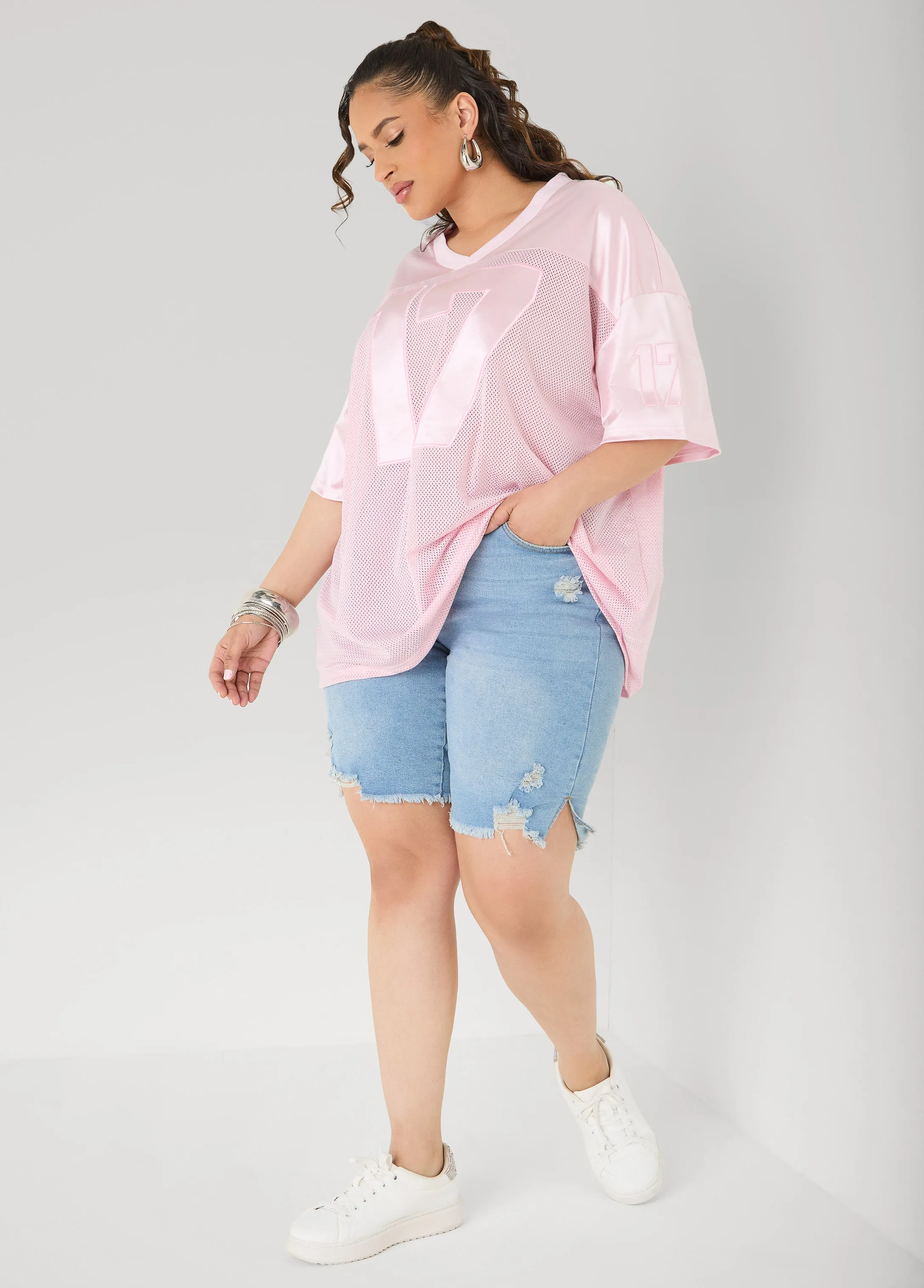 Mesh Paneled Jersey sold by Ashley Stewart product image thumbnail 3
