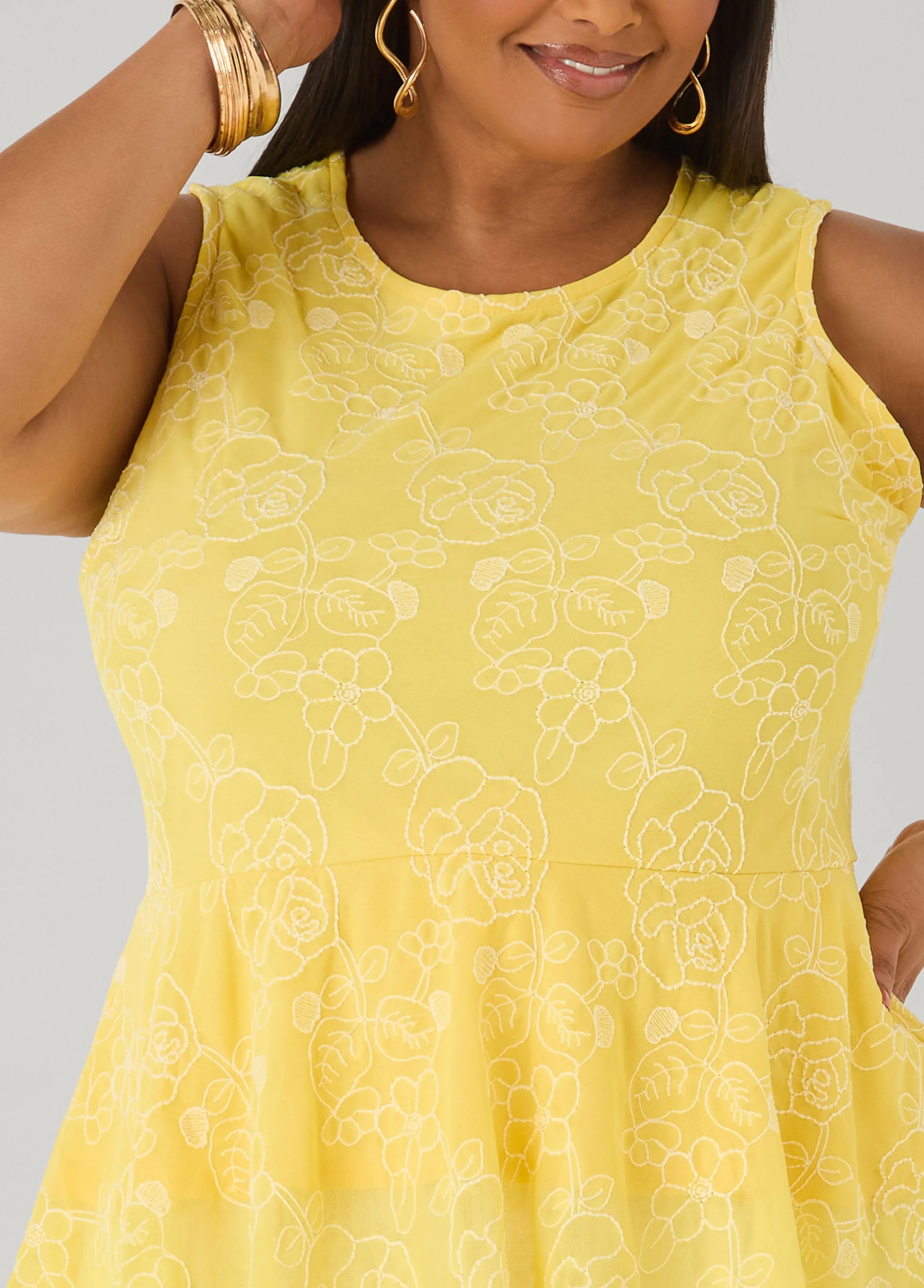Floral Embroidered Peplum Top sold by Ashley Stewart product image thumbnail 4