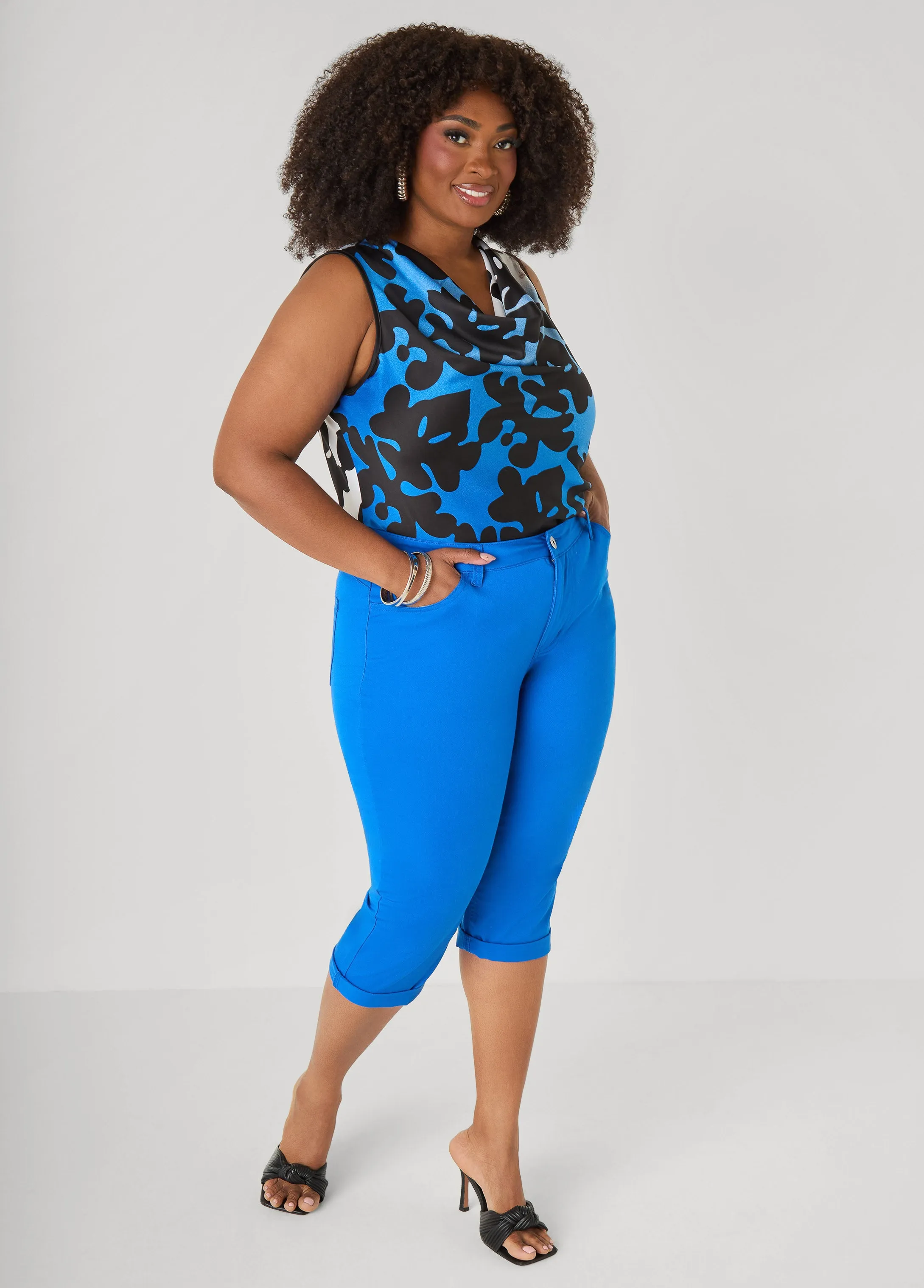 Cuffed Denim Capri sold by Ashley Stewart product image thumbnail 3