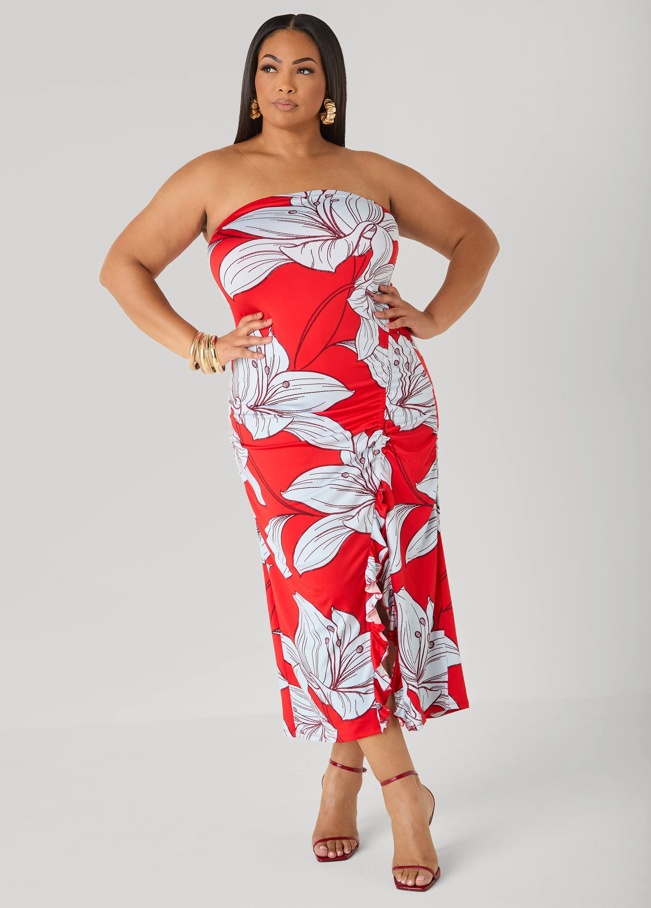 Strapless Floral Maxi Dress sold by Ashley Stewart product image thumbnail 5