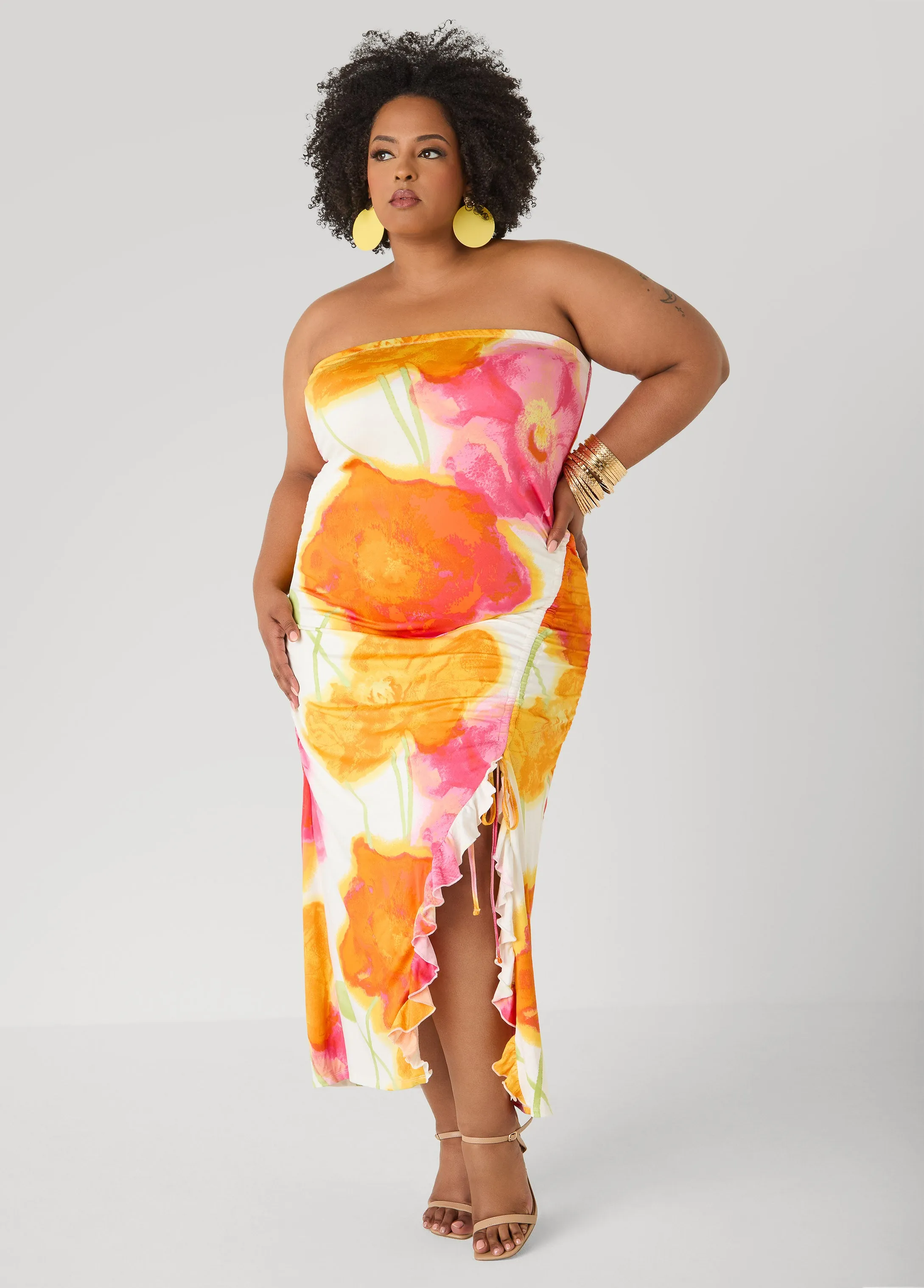 Strapless Floral Maxi Dress sold by Ashley Stewart