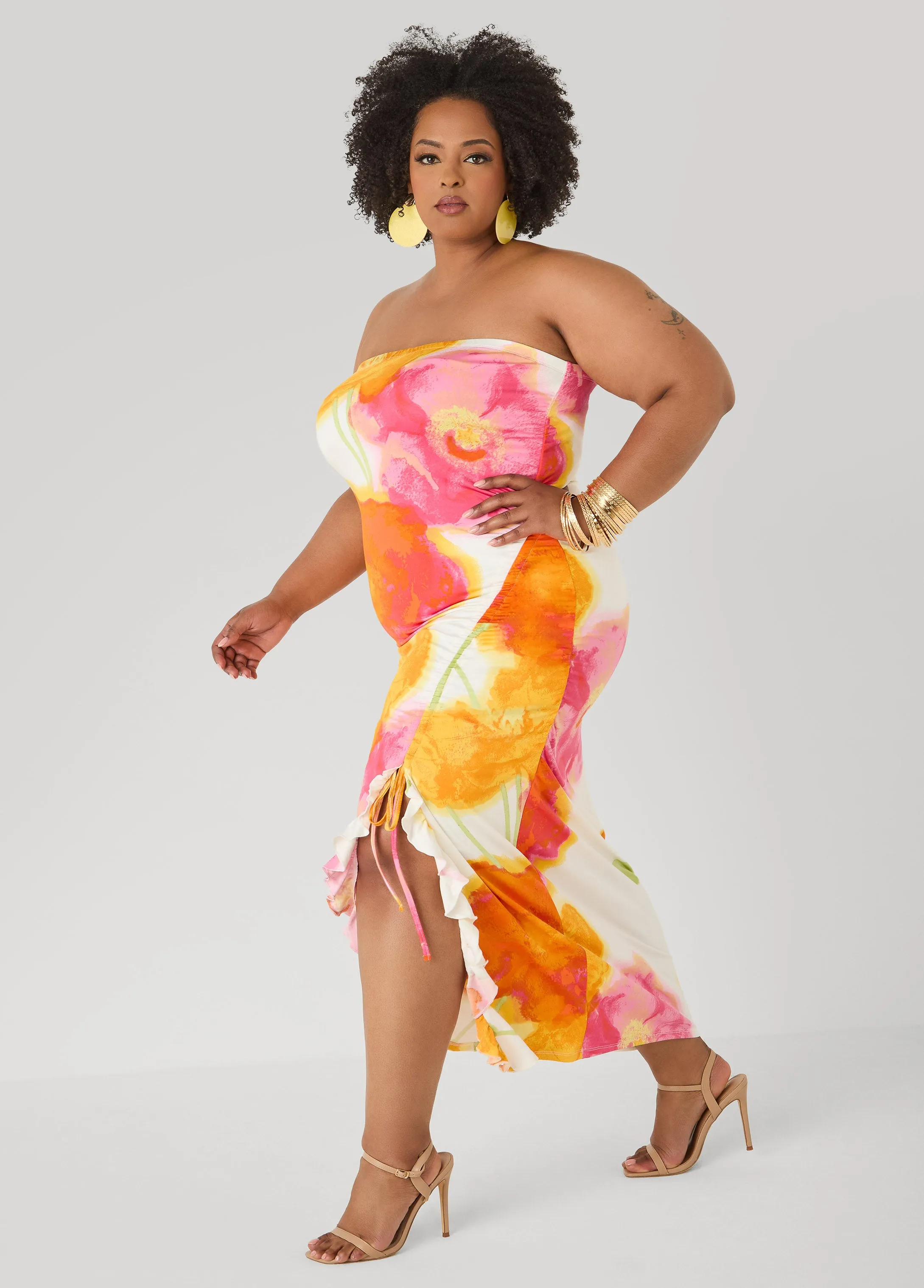 Strapless Floral Maxi Dress sold by Ashley Stewart product image thumbnail 3