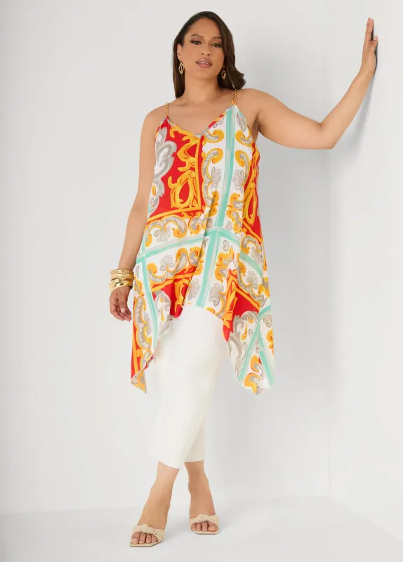 Printed Chain Trimmed Top made by Ashley Stewart