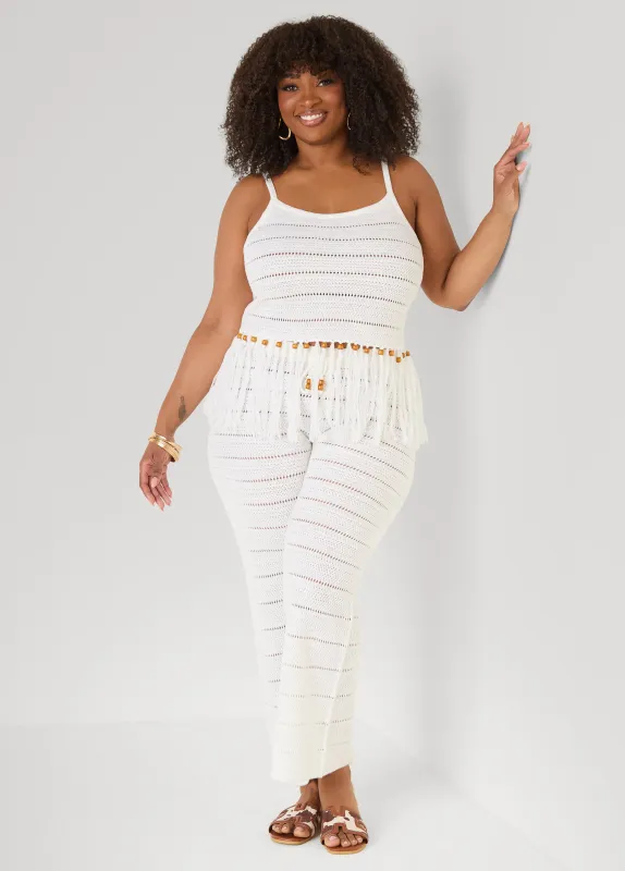 Beaded Fringe Crochet Coverup Set made by Ashley Stewart