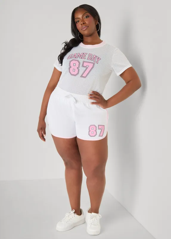 Graphic Print Mesh Jersey Tee made by Ashley Stewart