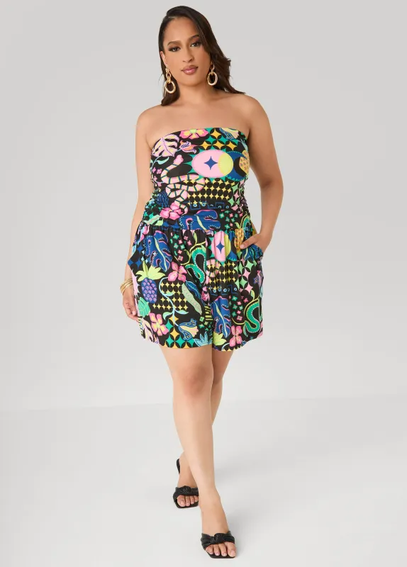 Strapless Printed Romper made by Ashley Stewart